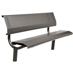 Banc public avec assise et dossier en tôle d'acier perforée - OSLO - structure en tube acier Ø 76 mm_0