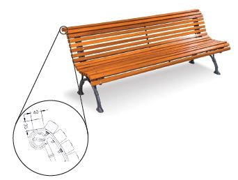 Banc public Liège Réf. 1016 - Fonte et bois tropical - 18 lattes - Pieds en fonte ductil_0