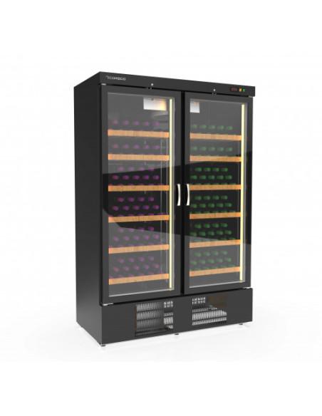 Cave à vin 2 portes vitrée deux zones de 210 bouteilles  Référence: EBRW-1302/2-NI_0