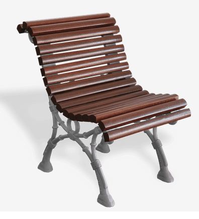 Chaise Barcino UM305S - piètement en fonte ductile traité Ferrus - lattes en bois tropical couleur acajou_0