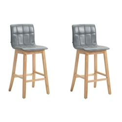 Décoshop26 - Lot de 2 tabourets de bar desing moderne assise avec couture carré en PVC gris 10_0004055 - gris 3000251910278_0