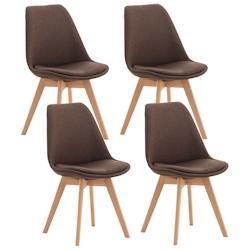 Décoshop26 - Lot de 4 chaises de salle à manger cuisine bureau style scandinave en tissu marron pieds en bois CDS10087 - marron 3000667269601_0