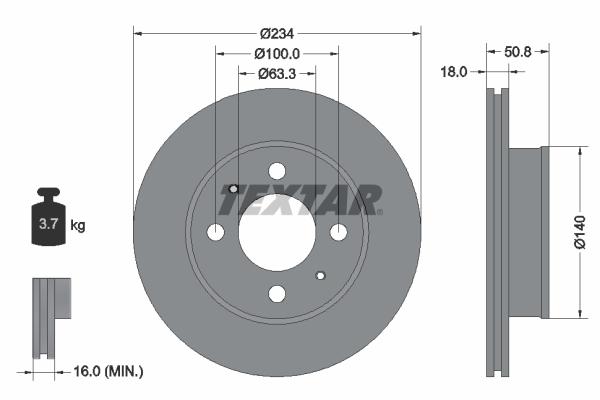 Disque de frein ventilé Textar 92146800 - boîte de 1 disque_0