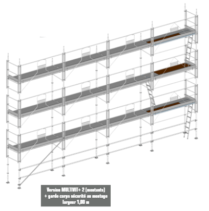 Échafaudage MULTIVIT+2 - Largeur 1 m - Lot 104 m² - Classe 3 : 200 kg/m² - Longueur 13 m - Hauteur 8 m - Ø 49 mm galvanisé_0