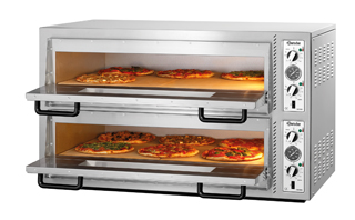 Four à pizzas professionnel NT 921 - 2BK 920x620 - acier laqué, thermostat 0 à 450°C, sole en pierre réfractaire_0
