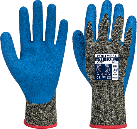 Gant anti-coupures noir et bleu XL A611K4RXL - doublure aramide, résistance à l'abrasion et coupe niveau D_0