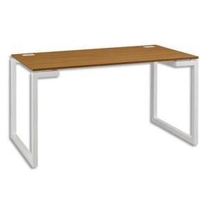 Gautier office bureau droit sunday chêne, 2 passe-câbles sur plan bois - dimensions : l160 x h73 x p80 cm_0