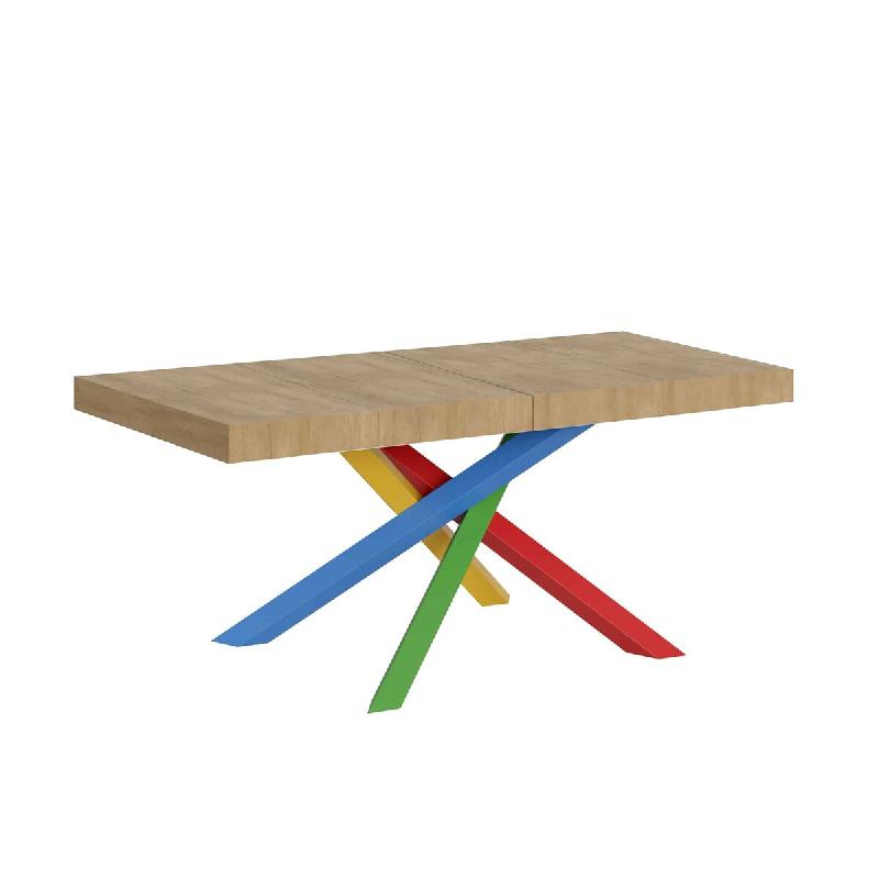 Itamoby Table Extensible 120/380X90 Cm Volantis Premium Chêne Naturel Pieds Multicolores 4/B - marron 8050598907641_0