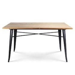 Kosmi Table rectangulaire 140x80 cm – Plateau en bois massif clair et piètement métal noir mat – Style industriel - noir métal 3760301692621_0