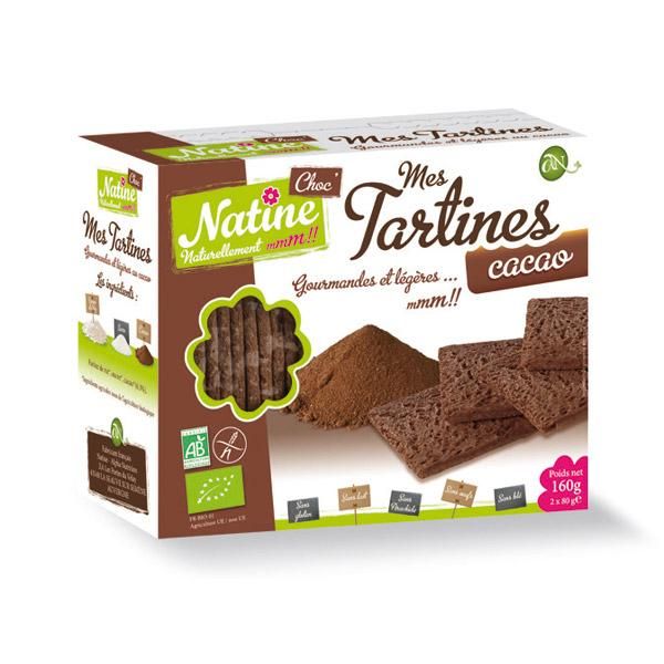 NATINE MES TARTINES CACAO BIO 160G TARTINES CRAQUANTES, BISCOTTES