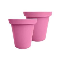 PLAST'UP ROTOMOULAGE Pot de fleurs rond xxl delight 75l- lot de 2 - ROSE - rose 0637962080353_0