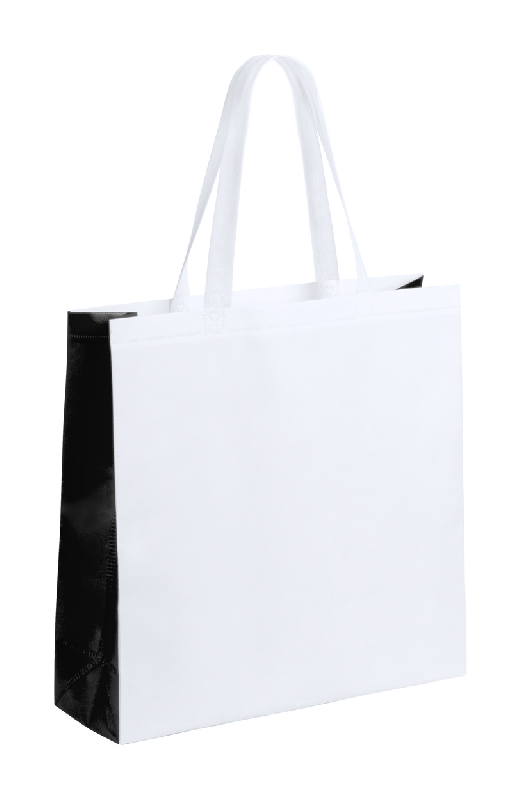 Sac shopping laminé non-tissé - côtés colorés - blanc - 52g_0