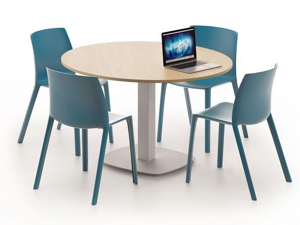 Table de réunion ronde Ontario en bois - pied tulipe carré métal - diamètre 90/100/110/120 cm_0