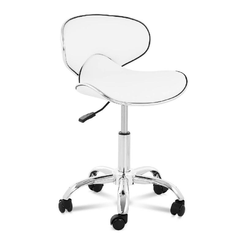 TABOURET CHAISE SIÈGE DE BUREAU À ROULETTE DOSSIER BLANC 14_0003751_0