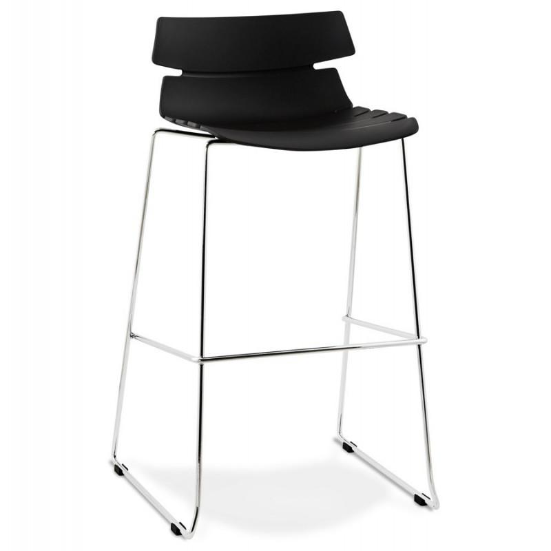 Tabouret de bar Barroso noir 98 cm - Paris Prix - Empilable avec protections pour le sol_0