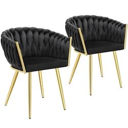 TecTake GmbH tectake Lot 2 chaises de salle à manger en velours design noué noir/or - 405945 - noir 405945_0