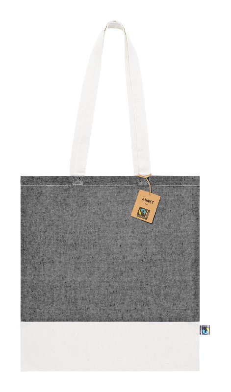 Tote bag équitable - réutilisable en coton 100% équitable - bicolore avec anses longues - 140 g/m²_0