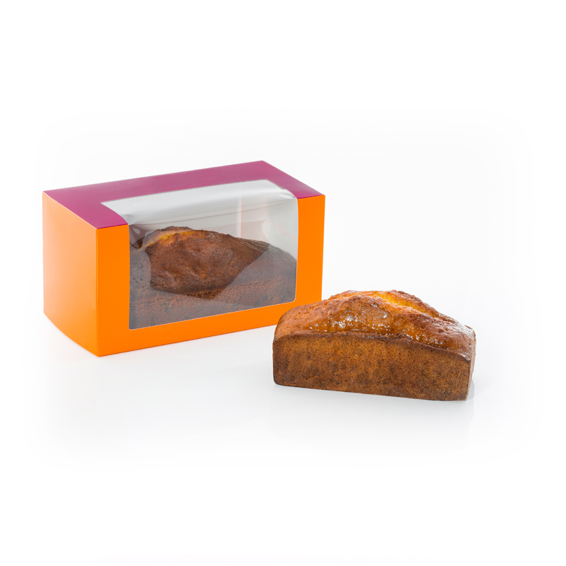 Boîtes alimentaires étui série Béatrice - bicolore orange et violet avec fenêtre - 2 longueurs 202 et 232 mm_0