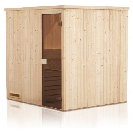 Cabine de sauna 194x175x199 en épicéa avec poêle HARVIA VEGA 8KW à commande déportée_0