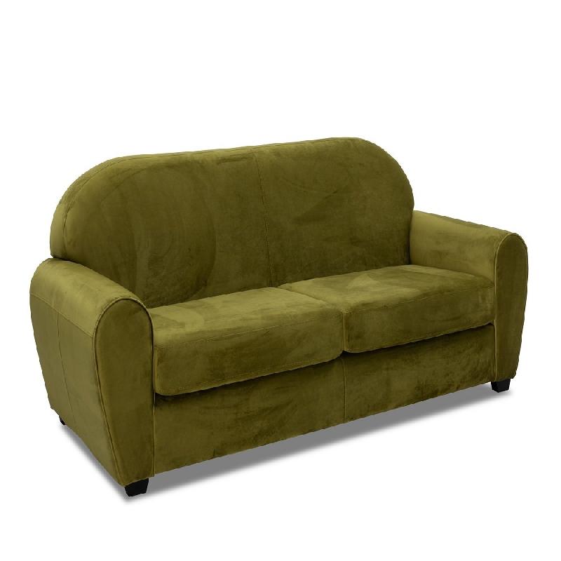 Canapé fixe Club 2 places en velours vert anis - Design vintage anglais et fabrication italienne_0