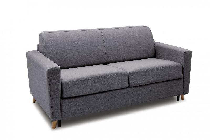 CANAPÉ VIRGOLA CONVERTIBLE EXPRESS MATELAS 16 CM SOMMIER LATTES 160 CM TISSU TWEED GRIS_0