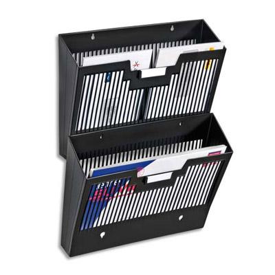 CORBEILLE A COURRIER MURALE VINTAGE CEP ECOLINE - 24 X 32 CM - L36 X H25,7 X P9,5 CM - NOIR - LOT DE 6