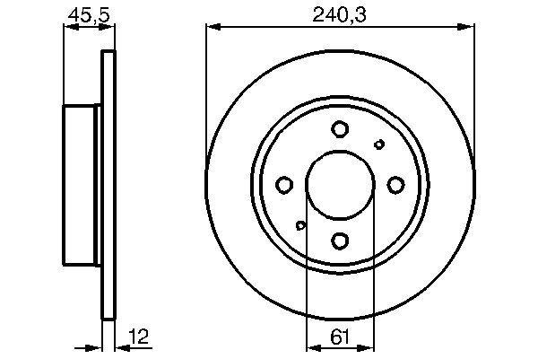 Disque de frein BOSCH 0986478368 - boîte de 2 - avant - disque plein - 4 trous - épaisseur 12mm_0