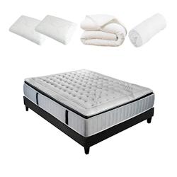 Ensemble   Matelas Ressorts ensachés + Sommier + Accessoires 180x200 cm PHIGALIE OLYMPE LITERIE - blanc Mousse à mémoire de forme 4VP.PIL.K15.K.1820_0