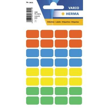 HERMA 160 étiquettes coloris assortis multi-usage, format 12 x 19 mm (5 feuilles 9x16 / cdt) - 3631_0