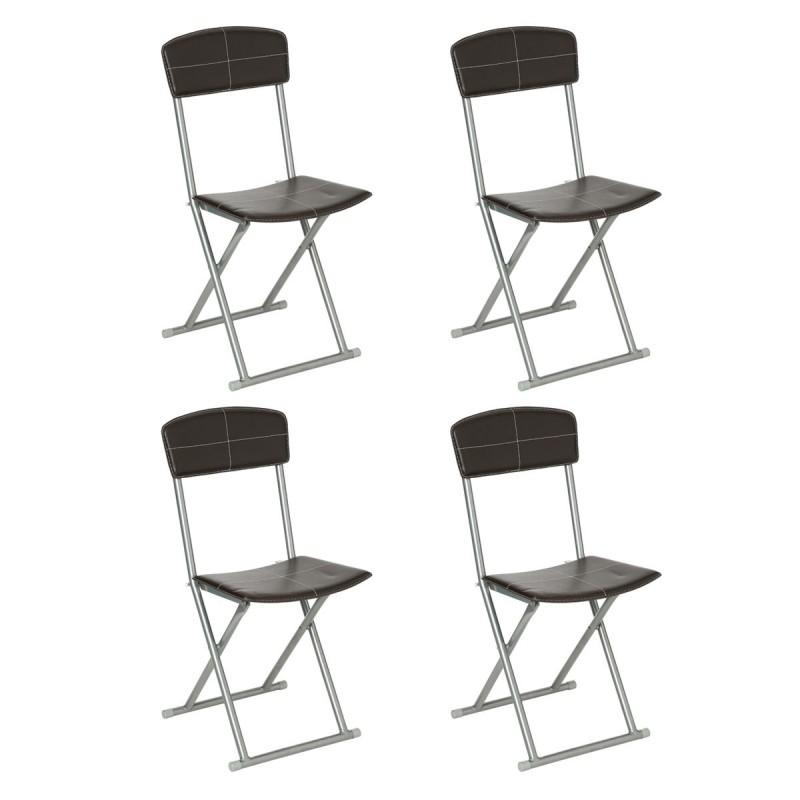 Lot de 4 chaises pliantes design - Assise 83cm marron - Paris Prix_0