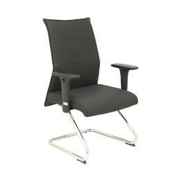 Piqueras y Crespo Fauteuil visiteur Albacete avec piètement luge en simili cuir blanc chromé - noir multi-matériau 208CPPIELNE_0