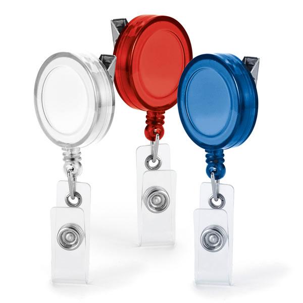 Porte badge enrouleur OBST93569 - rond avec pince ceinture en plastique - personnalisable en 1 couleur_0