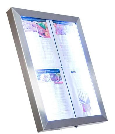 PORTE MENUS 4 PAGES SANS PIED LED ACIER