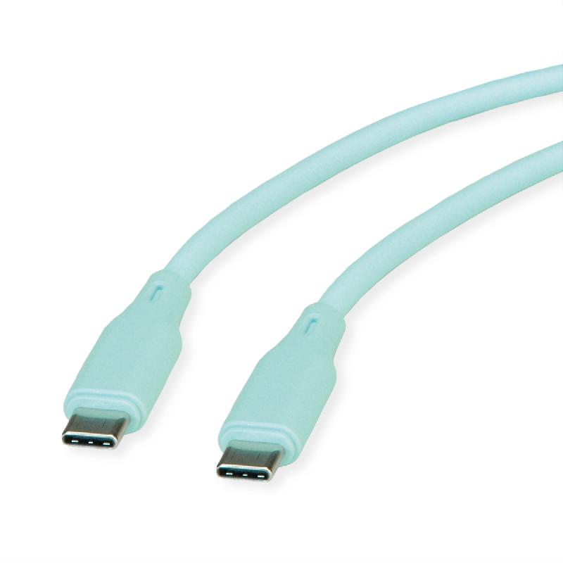 ROLINE Câble USB 2.0, C–C, M/M, silicone, 60W, vert, 1 m_0