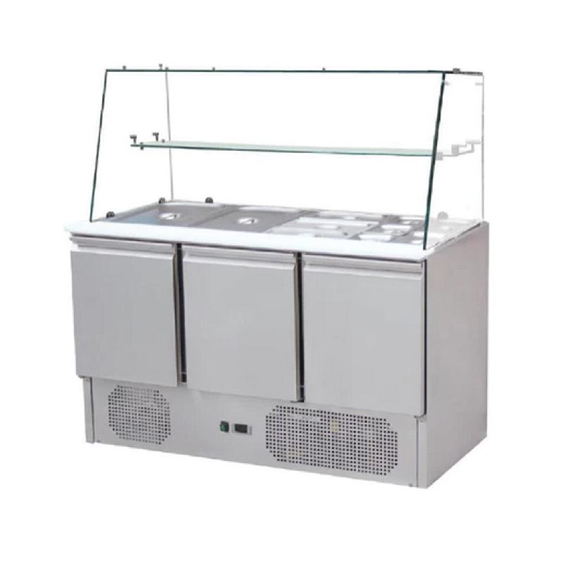 Saladette professionnel 3 portes positive statique avec vitre droite 260 l - THS903VG_0