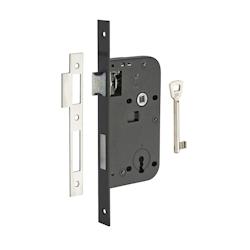 Serrure encastrable à clé pour porte de chambre, axe 50mm, bouts carrés, noir, 1 clé - THIRARD - noir 3150260002027_0