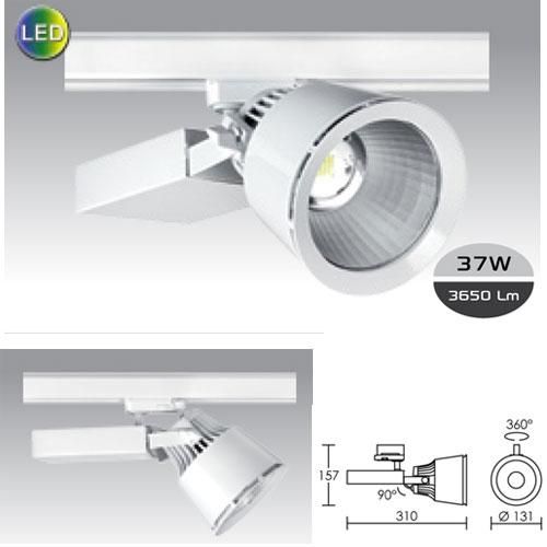 Spot blanc Dispy LED 42W 3000K pour rail triphasé - Aric_0