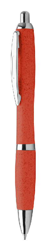 Stylo à bille écologique - plastique et paille de blé - attributs chromes - encre bleue_0