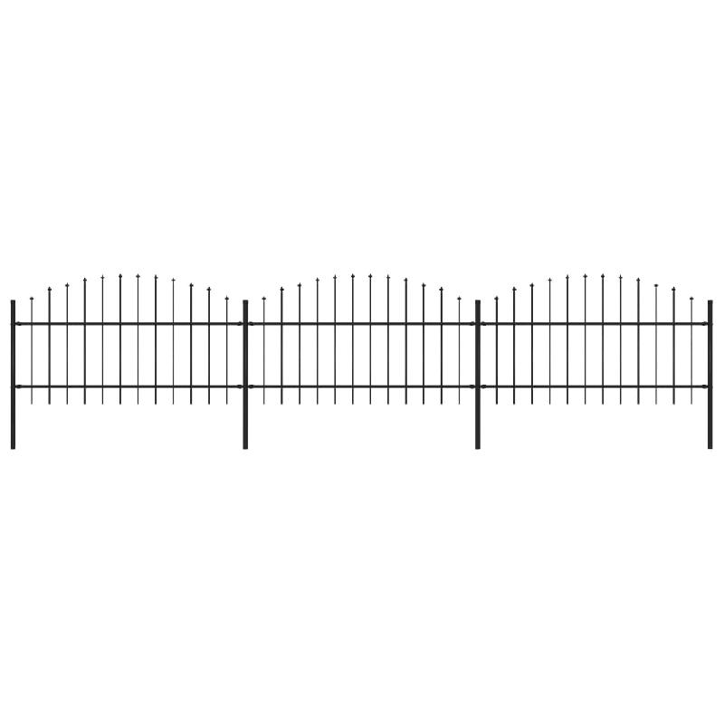 Vidaxl clôture de jardin à dessus en lance acier (1-1,25)x5,1 m noir 277723_0