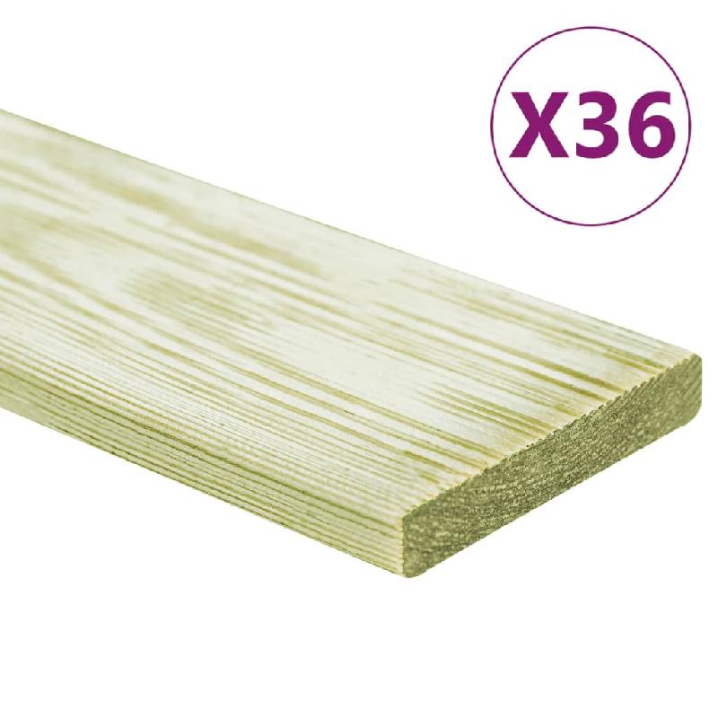 Vidaxl panneaux de terrasse 36 pcs 4,32 m² 1 m pin massif imprégné 3107769_0