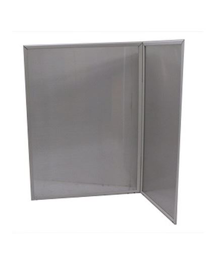 Cloison translucide avec angle - cadre métallique blanc - lg.120 + 80 x h.160cm_0