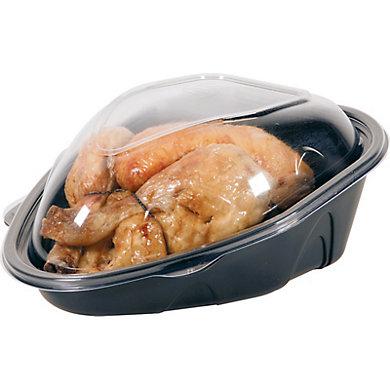 Boîte poulet - fond noir en polypropylène (PP) - couvercle transparent anti-buée - Cenpac_0