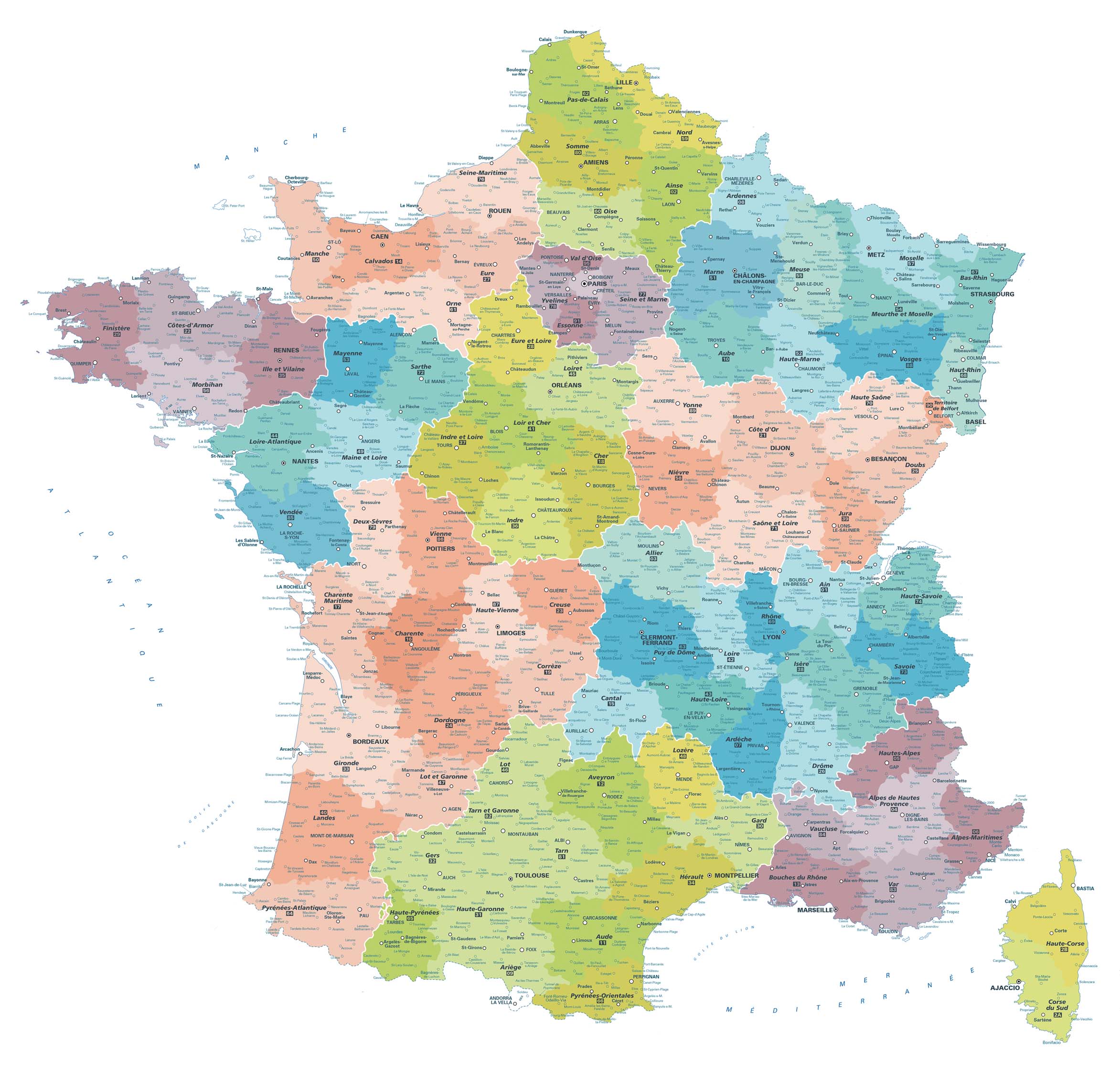 Carte de France région et ville