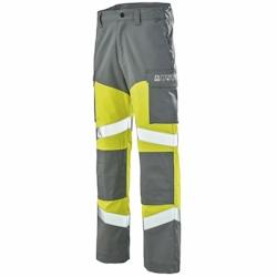 Cepovett - Pantalon résistant à la flamme Coton majoritaire SILVER TECH 260 Jaune / Gris Taille S - S 3184372567464_0