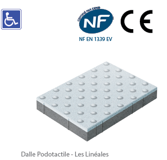 Dalle podotactile Les Linéales - Éveil de vigilance - Anti-glissance - Contraste visuel - Norme NF EN 1339_0