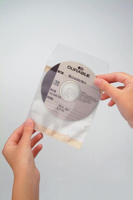 Durable Blister de 10 pochettes adhésives pour CD/DVD, en PP 120 my - 521019_0