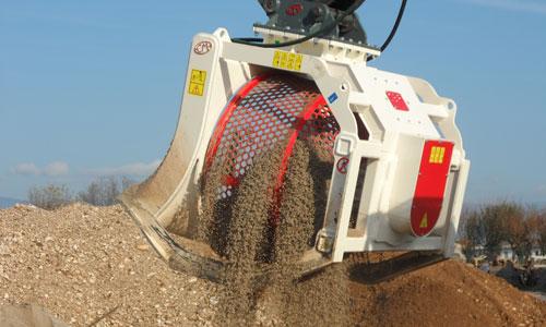 Godet cribleur rotatif EVR - grille interchangeable HARDOX 400 - pour mini-pelle, pelle, tractopelle de 2 à 35 tonnes_0