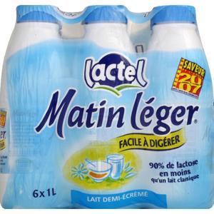 LACTEL MATIN LÉGER LAIT UHT 1/2 ÉCRÉMÉ BOUTEILLE 6 X 1 L_0
