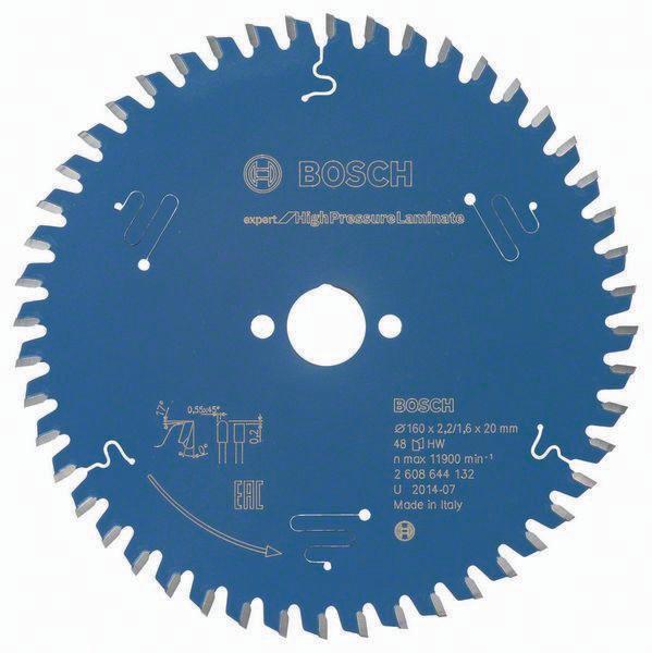 Lame pour scie circulaire D. Ext. 160 mm nombre de dents 48 TR-F perçage 20 mm l. De coupe 2,2 mm HM BOSCH_0