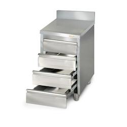 Meuble bas inox 500 x 600 mm adossée avec 4 tiroirs PREMIUM / GOLDINOX - gris inox MT456A_0